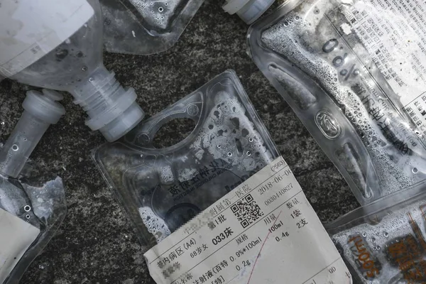 Неочищенные Медицинские Отходы Сбрасываются Открытом Пространстве Заводе Городе Гуанчжоу Провинция — стоковое фото