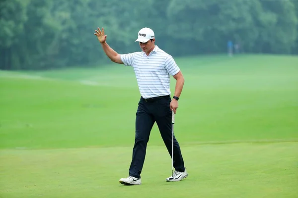 Amerikaanse Golfer Charlie Saxon Poses Vieren Het Winnen Van Changsha — Stockfoto