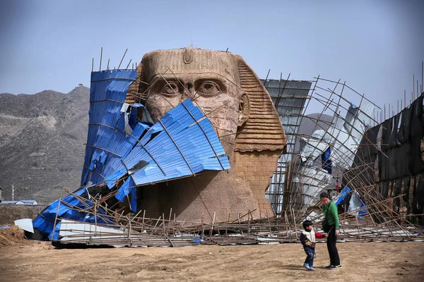 File Replica Great Sphinx Giza Dismantled Shijiazhuang City North China — стоковое фото