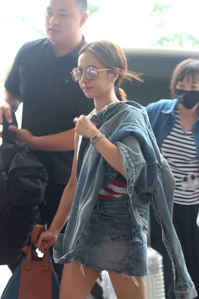 Cantante Taiwanese Jolin Tsai Centro Arriva All Aeroporto Internazionale Xiamen — Foto Stock