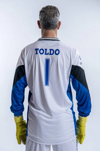Exclusive Portret Włoski Piłkarz Francesco Toldo 2018 Super Pingwin Piłka — Zdjęcie stockowe