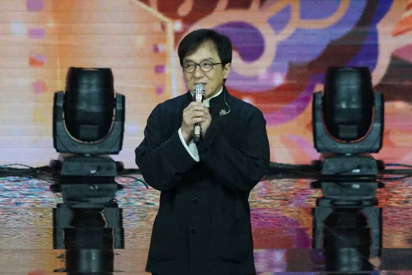Estrela Kongfu Hong Kong Jackie Chan Apresenta Durante Cerimônia Abertura — Fotografia de Stock