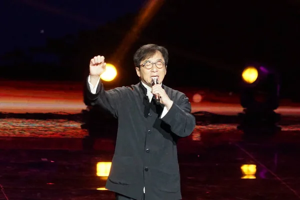 Jackie Chan Estrella Del Kongfu Hong Kong Presenta Durante Ceremonia — Foto de Stock