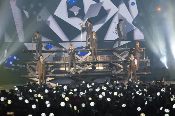 Membrii Grupului Sud Coreean Exo Cântă Timpul Concertului Elyxion Din — Fotografie, imagine de stoc