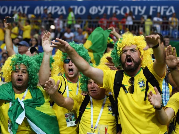 Fãs Brasil Gritam Slogans Para Mostrar Seu Apoio Brasil Jogo — Fotografia de Stock