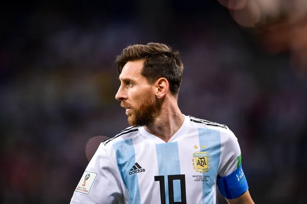 Lionel Messi Dell Argentina Gareggia Nella Partita Del Gruppo Contro — Foto Stock