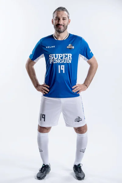 Exclusive Portret Włoski Piłkarz Gianluca Zambrotta 2018 Super Pingwin Piłka — Zdjęcie stockowe