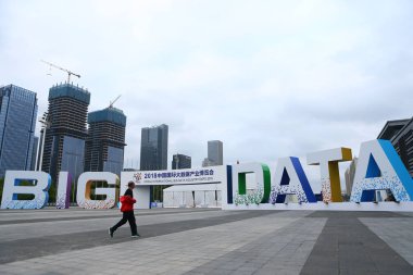 A logo is pictured before the China International Big Data Industry Expo in Guiyang city, southwest China's Guizhou province, 23 May 2018 clipart