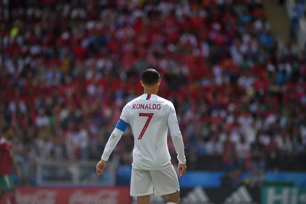 Cristiano Ronaldo Portugal Reacciona Partido Del Grupo Contra Marruecos Durante — Foto de Stock