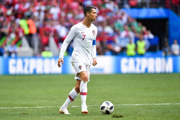 Cristiano Ronaldo Portugal Spelar Frispark Grupp Matchen Mot Marocko 2018 — Stockfoto