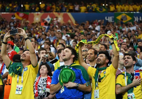 Fans Van Brazilië Tonen Hun Steun Voor Brazilië Groep Match — Stockfoto