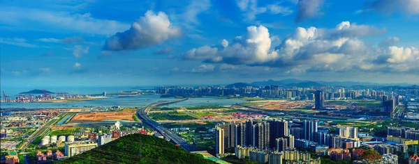 Uma Vista Aérea China Guangdong Zona Franca Piloto Qianhai Shekou — Fotografia de Stock