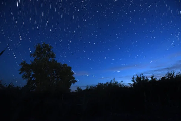 Paysage Ciel Étoilé Dessus Désert Taklamakan Dans Comté Luntai Préfecture — Photo