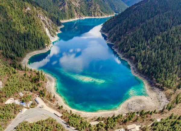 Paisagem Mar Longo Recuperando Sua Beleza Vale Jiuzhaigou Após Terremoto — Fotografia de Stock