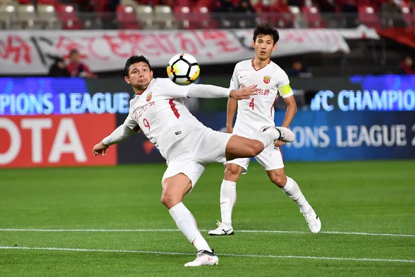 Jogador Futebol Brasileiro Elkeson China Shanghai Sipg Dispara Para Marcar — Fotografia de Stock