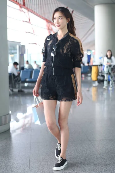 Tajwański Modelka Aktorka Lin Chi Ling Jest Zdjęciu Beijing Capital — Zdjęcie stockowe