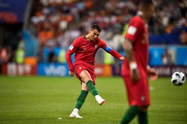 Cristiano Ronaldo Portugal Joga Chute Livre Contra Irã Seu Jogo — Fotografia de Stock