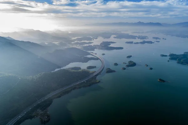 Luftaufnahme Des Wuning Abschnitts Der Autobahn Yongxiu Wuning Yongwu Die — Stockfoto