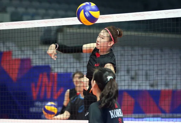 Giocatrici Della Nazionale Pallavolo Femminile Della Corea Del Sud Partecipano — Foto Stock