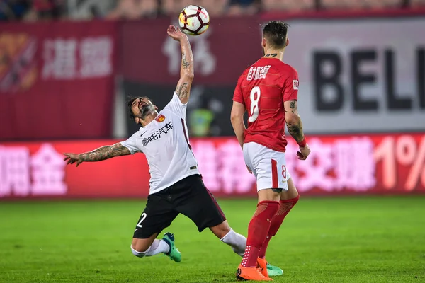 Argentine Football Player Ezequiel Lavezzi Hebei China Fortune Challenged Serbian — Stock Photo, Image