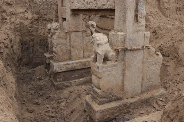 Chastity Memorial Arch Qing Dynasty 1636C1912 Unearthed Construction Site Binzhou — Stock Photo, Image