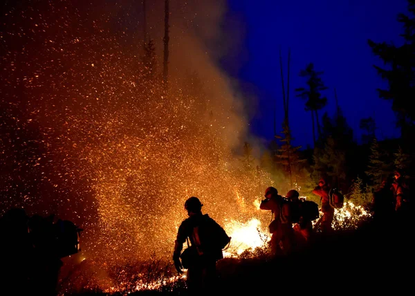 Chinesische Feuerwehrleute Löschen Das Feuer Einem Wald Großraum Khingan Der — Stockfoto