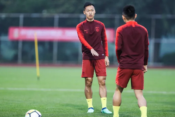 Seleção Chinesa Futebol Masculino Participa Uma Sessão Treinamento Antes Equipe — Fotografia de Stock