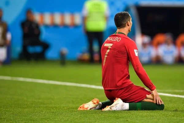 Cristiano Ronaldo Portugál Reagál Miután Egy Tizenegyest Irán Ellen Mérkőzés — Stock Fotó