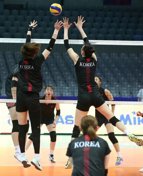 Hráči Jižní Korea Ženy Národní Volejbalové Týmu Zúčastnit Tréninku Pro — Stock fotografie