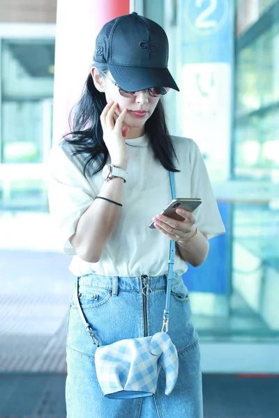 Actrice Chinoise Bingbing Arrive Aéroport International Pékin Chine Mai 2018 — Photo