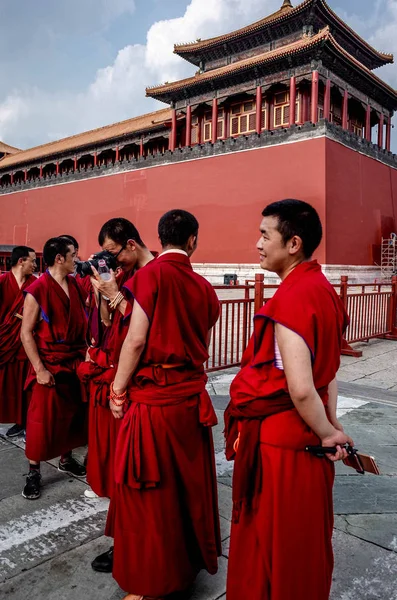 Los Lamas Una Escuela Academia Budista Prefectura Autónoma Ngawa Tibetano — Foto de Stock