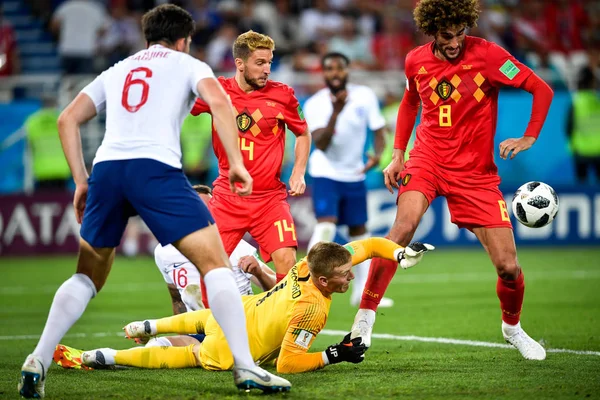 Torwart Jordan Pickford Aus England Rettet Den Ball Gegen Marouane — Stockfoto