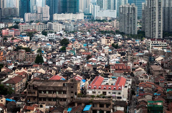 Luchtfoto Van Oude Residentiële Gebouwen Pudong Shanghai China Juli 2018 — Stockfoto