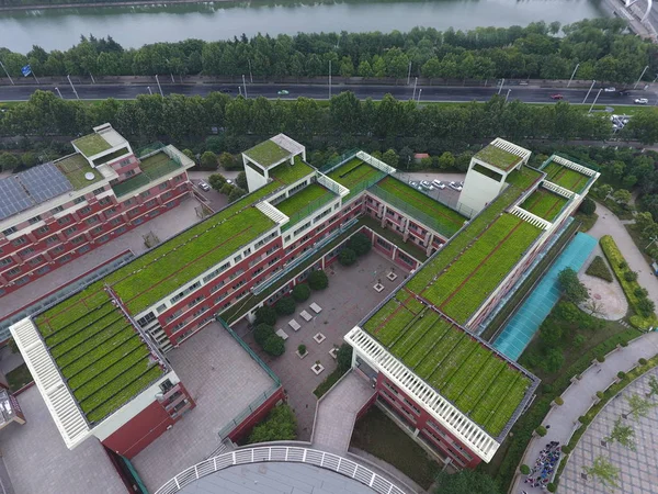 Вид Воздуха Озеленение Крыши Зданиях Чжэндуне Город Чжэнчжоу Провинция Хэнань — стоковое фото