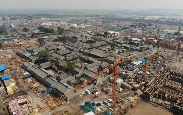 Aerial View Ancient Buildings Being Renovated Taiyuan County Dating Back — Stock Photo, Image
