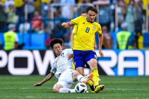 Lee Jae Sung South Korea Bottom Slide Tackles Albin Ekdal — Stock Photo, Image