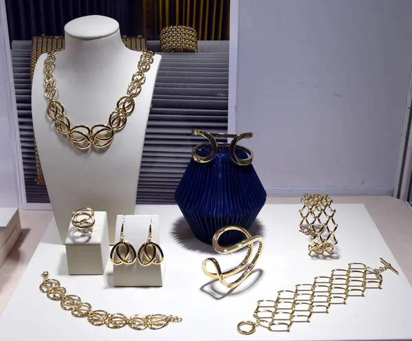 Des Bijoux Sont Exposés Lors Foire Hong Kong 2018 Hong — Photo