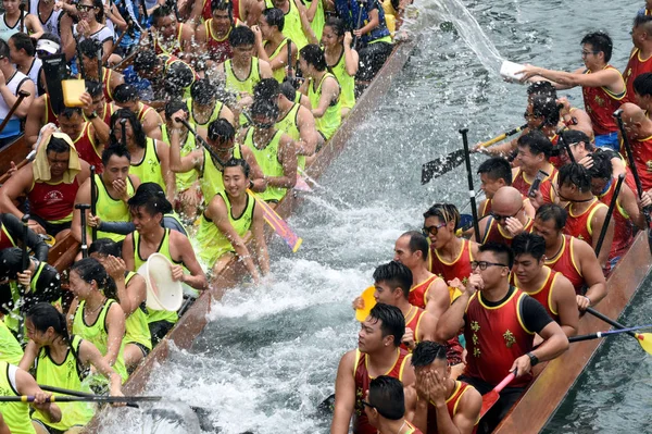 Katılımcılar Dragon Boat Festivali Olarak Bilinen Duanwu Festivali Hong Kong — Stok fotoğraf