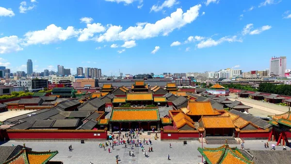 Vista Aérea Palácio Mukden Também Conhecido Como Palácio Imperial Shenyang — Fotografia de Stock