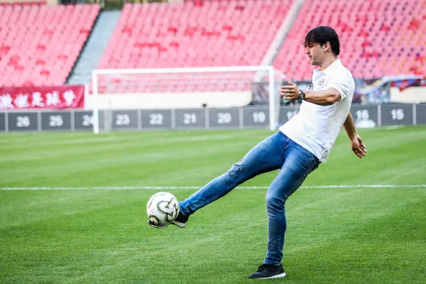 Španělský Fotbalista Fernando Morientes Účastní Školení Pro 2018 Super Penguin — Stock fotografie