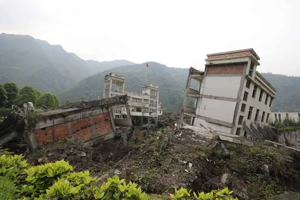 Veduta Della Città Yingxiu Lasciata Intatta Come Memoriale Del Terremoto — Foto Stock