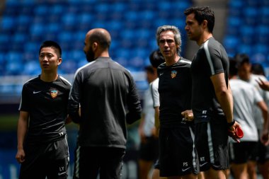 Head coach Paulo Sousa of China's Tianjin Quanjian takes part in a training session before the first Round of 16 match against China's Guangzhou Evergrande during the 2018 AFC Champions League in Tianjin, China, 7 May 2018. clipart
