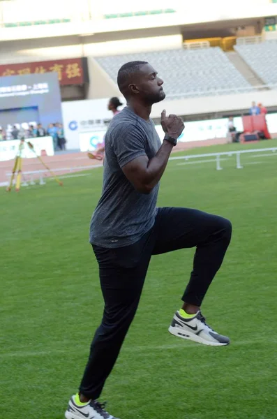 Amerikaanse Atleet Justin Gatlin Neemt Deel Aan Een Training Voor — Stockfoto