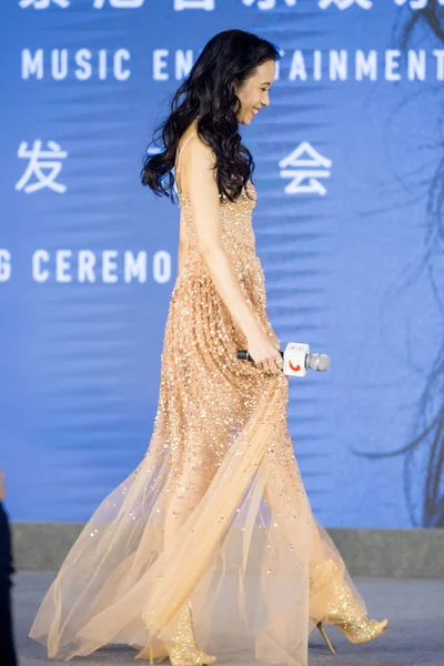 Hong Kong Singer Actress Karen Mok Attends Press Conference She — Stock Photo, Image
