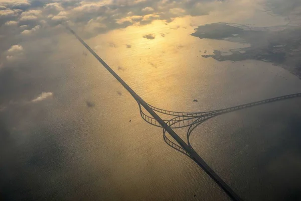 Luftaufnahme Der Jiaozhou Bay Bridge Oder Qingdao Haiwan Bridge Teil — Stockfoto