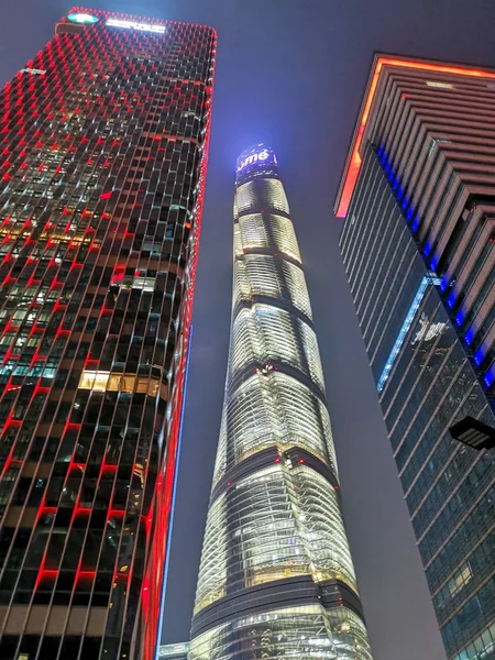 Kilátás Shanghai Tower Földről Lujiazui Pénzügyi Kerület Pudong Shanghai Kína — Stock Fotó