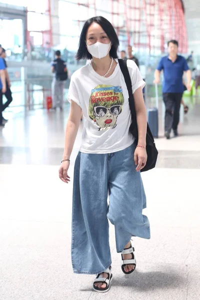 Zhou Xun Kinesisk Skådespelare Anländer Beijing Capital International Airport Beijing — Stockfoto