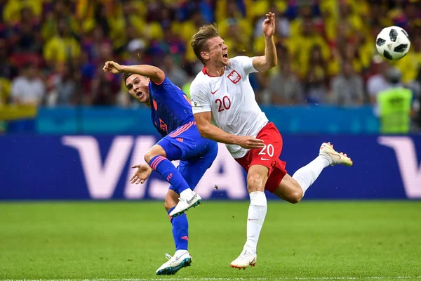 Lukasz Piszczek Polonia Derecha Desafía Juan Fernando Quintero Colombia Partido — Foto de Stock