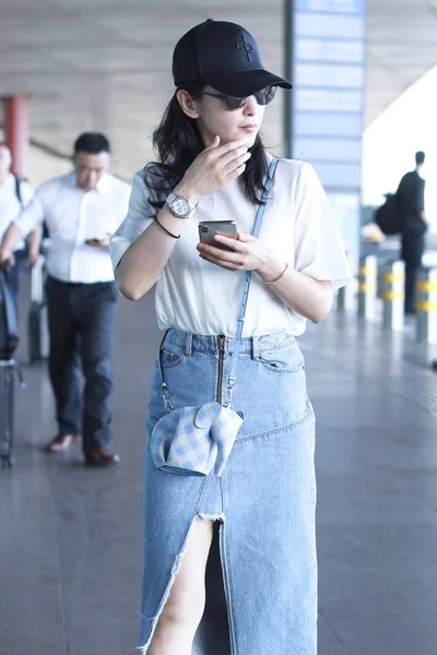 Actrice Chinoise Bingbing Arrive Aéroport International Pékin Chine Mai 2018 — Photo