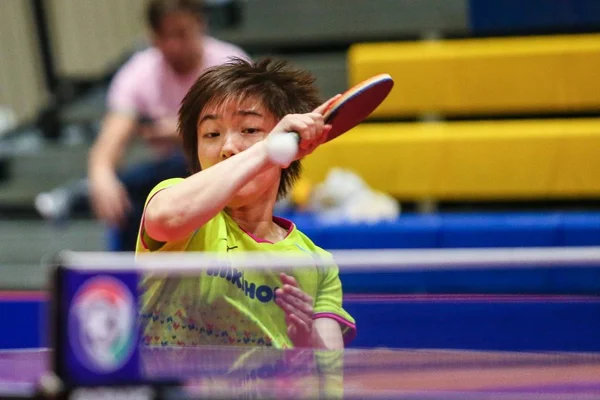 Shibata Saki Van Japan Teruggegaan Een Schot Liu Shiwen Van — Stockfoto